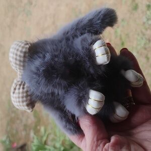 BUT NOW PRICE 1 Dark gray bunny Bag Charm #2 Discounted Shipping